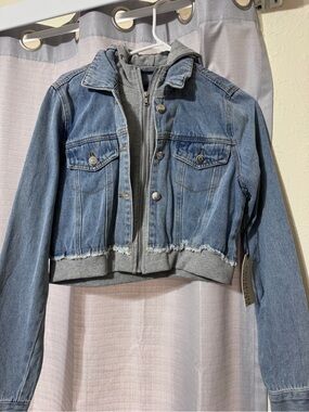 Active USA Light Blue Denim Jacket with Gray Hoodie Insert